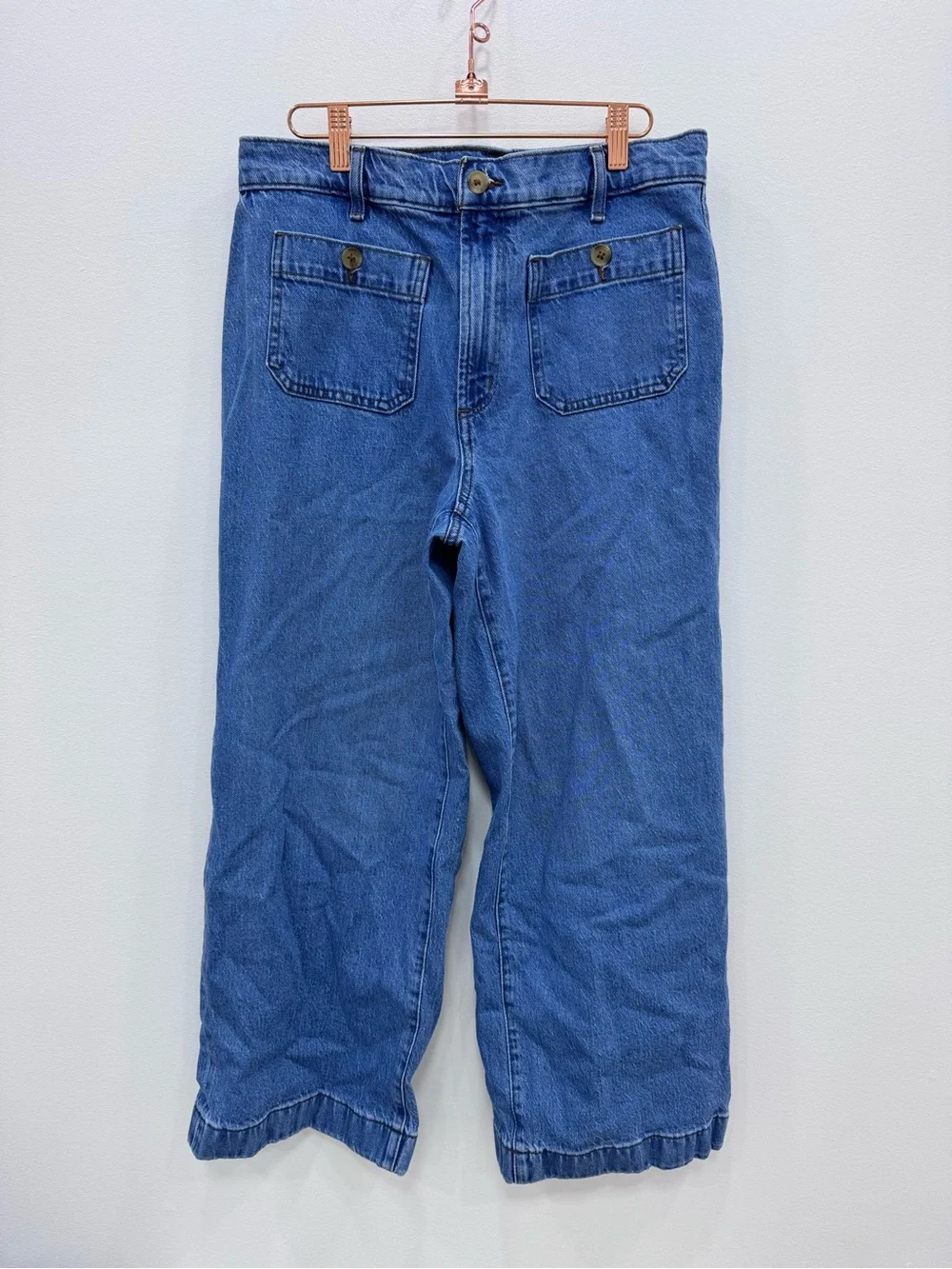 LOFT High Rise The Palmer Wide Leg Crop Jeans Mid Vintage Wash Size 29/8 Colette - Picture 4 of 9